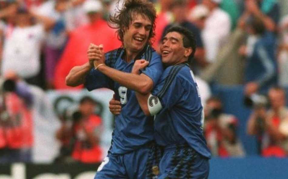 foto gabriel batistuta dan diego maradona