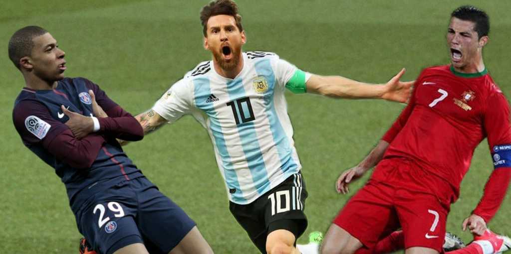 Foto Kylian Mbappe, Lionel Messi dan Cristiano Ronaldo