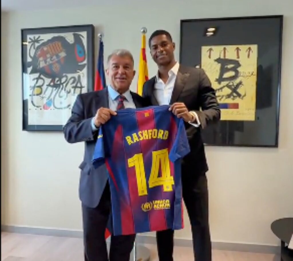 Nomor Punggung Marcus Rashford di Barcelona: 14